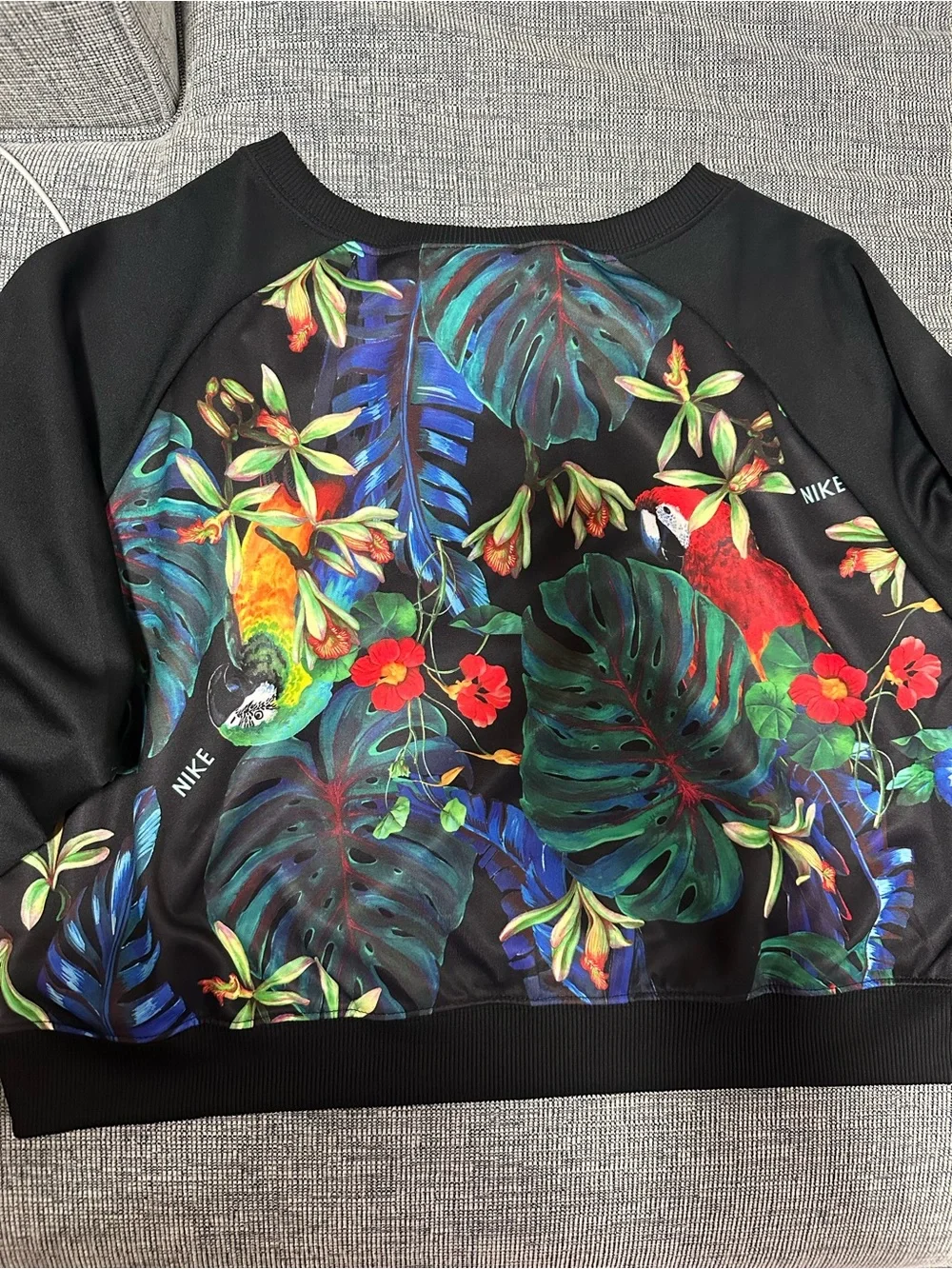 Nike Black Cropped Sweatshirt with Tropical Floral Print